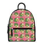 Pink Palm Leaf Avocado Print Leather Backpack