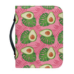 Pink Palm Leaf Avocado Print Leather Bible Cover