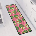 Pink Palm Leaf Avocado Print Long Kitchen Mat