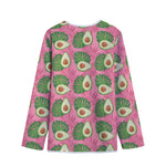 Pink Palm Leaf Avocado Print Long Sleeve Short Coat