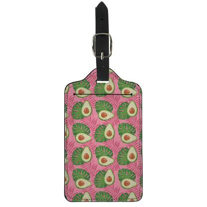 Pink Palm Leaf Avocado Print Luggage Tag