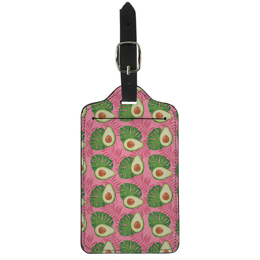 Pink Palm Leaf Avocado Print Luggage Tag