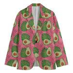 Pink Palm Leaf Avocado Print Men's Blazer