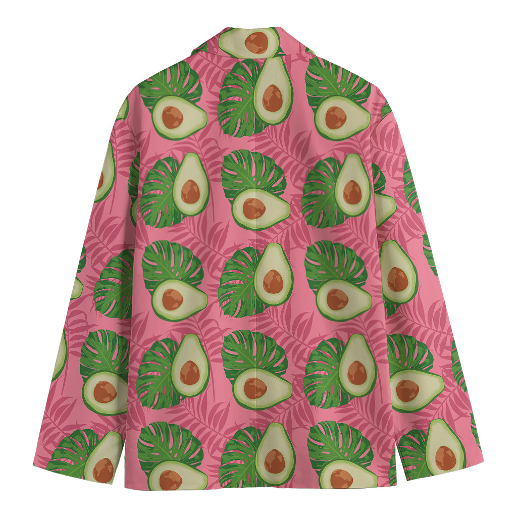 Pink Palm Leaf Avocado Print Men's Blazer