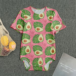 Pink Palm Leaf Avocado Print Men's Bodysuit