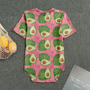 Pink Palm Leaf Avocado Print Men's Bodysuit