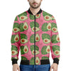 Pink Palm Leaf Avocado Print Men's Bomber Jacket