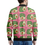 Pink Palm Leaf Avocado Print Men's Bomber Jacket