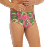 Pink Palm Leaf Avocado Print Men's Briefs
