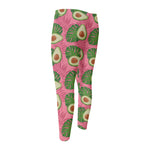 Pink Palm Leaf Avocado Print Men's Compression Pants