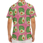 Pink Palm Leaf Avocado Print Men's Deep V-Neck Shirt