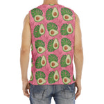 Pink Palm Leaf Avocado Print Men's Fitness Tank Top