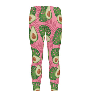 Pink Palm Leaf Avocado Print Men's leggings