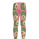 Pink Palm Leaf Avocado Print Men's leggings