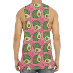 Pink Palm Leaf Avocado Print Men's Muscle Tank Top