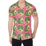 Pink Palm Leaf Avocado Print Men's Shirt