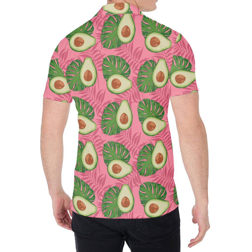 Pink Palm Leaf Avocado Print Men's Shirt