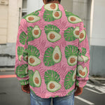 Pink Palm Leaf Avocado Print Men's Shirt Jacket