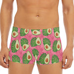 Pink Palm Leaf Avocado Print Men's Short Boxer Briefs