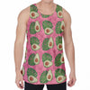 Pink Palm Leaf Avocado Print Men's Velvet Tank Top