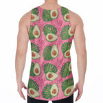 Pink Palm Leaf Avocado Print Men's Velvet Tank Top