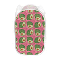 Pink Palm Leaf Avocado Print Mesh Laundry Hamper