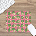 Pink Palm Leaf Avocado Print Mouse Pad