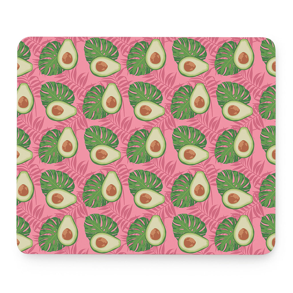 Pink Palm Leaf Avocado Print Mouse Pad