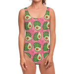 Pink Palm Leaf Avocado Print One Piece Swimsuit