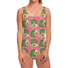 Pink Palm Leaf Avocado Print One Piece Swimsuit