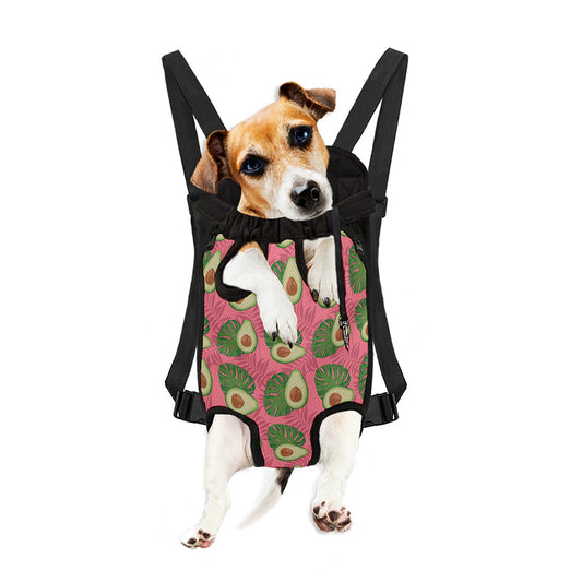 Pink Palm Leaf Avocado Print Pet Carrier Backpack