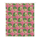 Pink Palm Leaf Avocado Print Polyester Shower Curtain