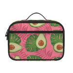 Pink Palm Leaf Avocado Print Portable Lunch Bag