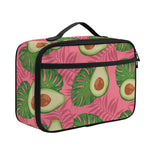 Pink Palm Leaf Avocado Print Portable Lunch Bag