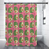 Pink Palm Leaf Avocado Print Premium Shower Curtain