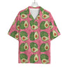 Pink Palm Leaf Avocado Print Rayon Hawaiian Shirt