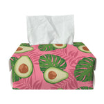 Pink Palm Leaf Avocado Print Rectangle Tissue Box Cover