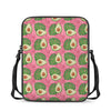 Pink Palm Leaf Avocado Print Rectangular Crossbody Bag