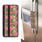 Pink Palm Leaf Avocado Print Refrigerator Handle Covers