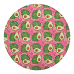 Pink Palm Leaf Avocado Print Round Blanket