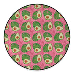 Pink Palm Leaf Avocado Print Round Floor Mat