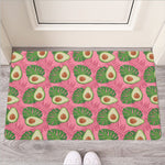 Pink Palm Leaf Avocado Print Rubber Doormat