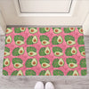 Pink Palm Leaf Avocado Print Rubber Doormat