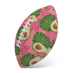 Pink Palm Leaf Avocado Print Rugby Ball