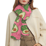 Pink Palm Leaf Avocado Print Scarf
