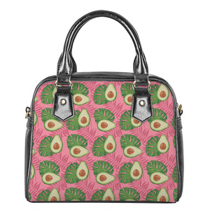 Pink Palm Leaf Avocado Print Shoulder Handbag