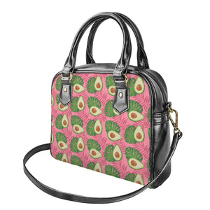 Pink Palm Leaf Avocado Print Shoulder Handbag