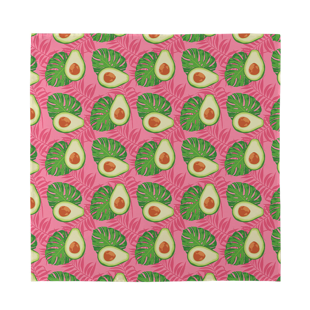 Pink Palm Leaf Avocado Print Silk Bandana