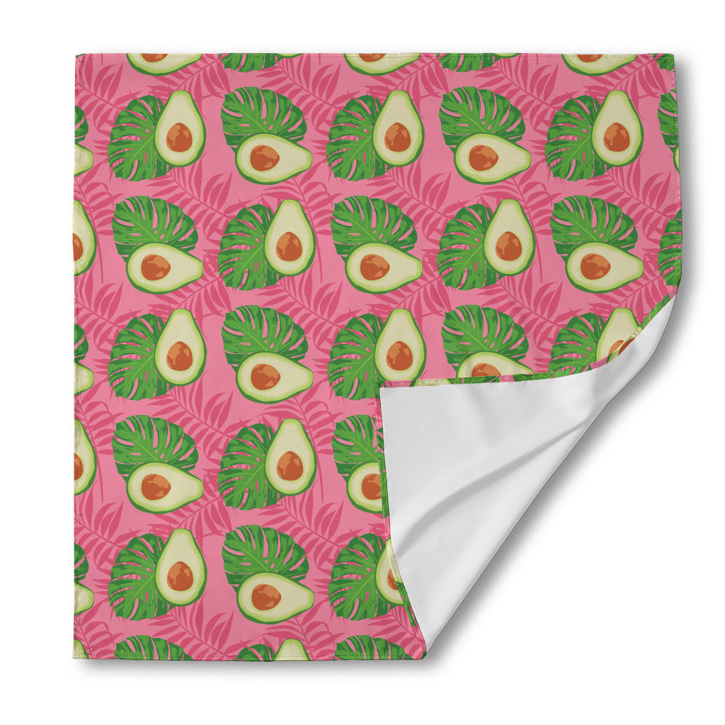 Pink Palm Leaf Avocado Print Silk Bandana