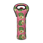 Pink Palm Leaf Avocado Print Single Neoprene Wine Tote